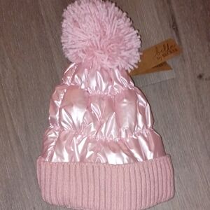 Abella Shiny Pink Kids Pom-Pom Hat